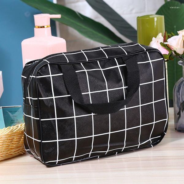 Borse portaoggetti Borsa da viaggio per donna Borsa cosmetica nera grigia Borsa grande da appendere Trucco da bagno Lavaggio casual Accessori da esterno