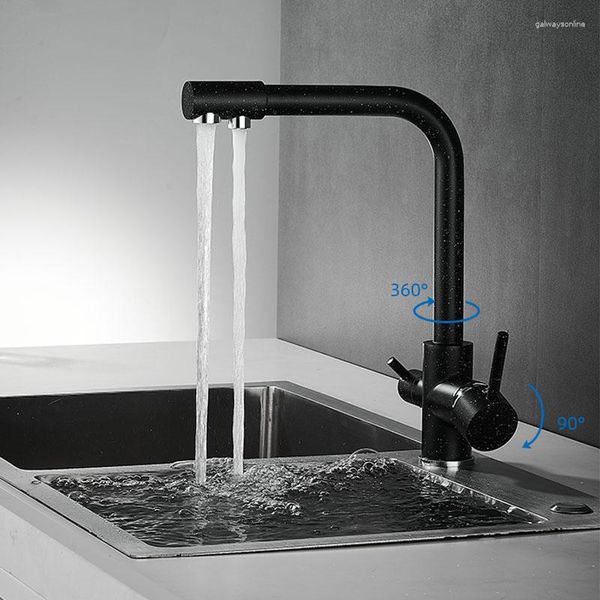 Кухонные смесители фильтрованное кран латунное очиститель двойной распылитель питьевой питьевой кран 360 градусов вращение двойное угол