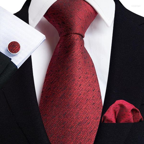 Bow Ties Erkekler İpek Lüks Düğün Kravat Çiçeği Kırmızı Altın Paisley Kabı Cep Square Squewlinks Set Erkek İşletme Partisi