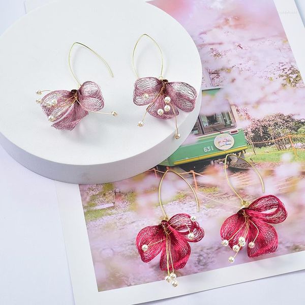 Baumelnde Ohrringe Ethnischer Stil DIY Kupferdraht Geflochtener Tropfen Für Frauen Mädchen Mode Perlen Quaste Blume Party Schmuck