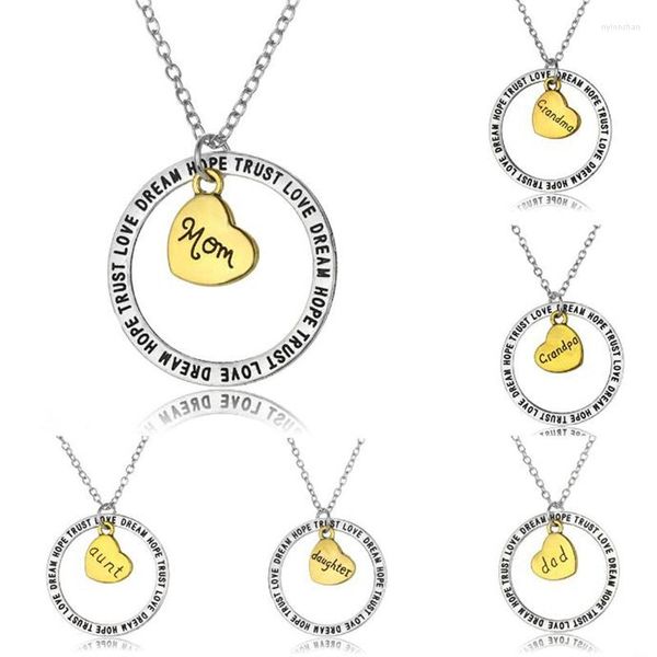 Anhänger Halsketten Brief Familie Liebe Herz Halskette Kreis Hoffnung Traum Vertrauen Kette Choker Amulett Schmuck Frauen Geschenk Festival Weihnachten Party