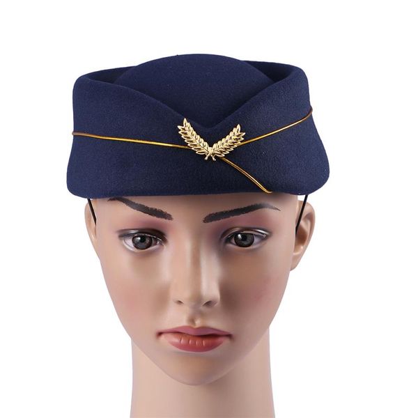 Hut Stewardess Mütze Flugbegleiterin Flugkostüm Hostess Cosplay Fluggesellschaft Filz PilotenuniformBarett Vintage Accessoires Wolle