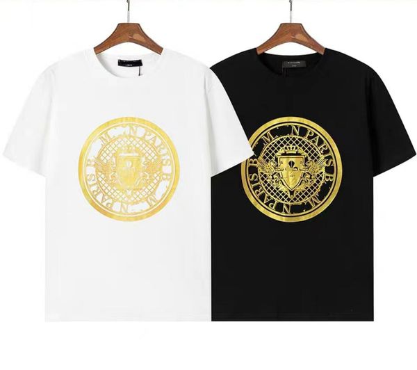 Moda verão camisetas masculinas elegantes femininas casuais camisetas gola redonda manga curta nova impressão hot stamping preto branco