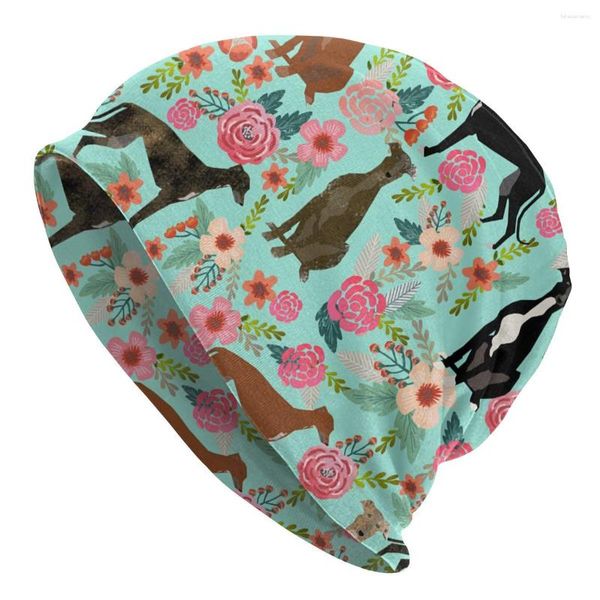 Boinas Greyhound Floral Cachorro Bonito Menta Gorros Bonés Homens Mulheres Unissex Ao Ar Livre Inverno Quente Tricô Chapéu Adulto Moda Bonnet Chapéus