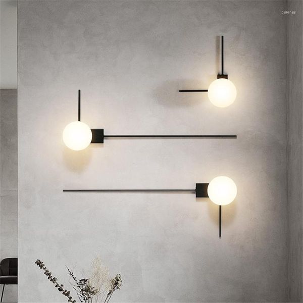 Lampada da parete moderna in vetro metallo LED Simpl Art Line Light Free Collocation Design Living Room Restaurant Kitchen Decor Lighting