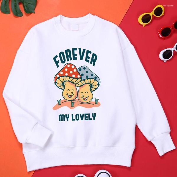 Herren Hoodies Forever My Lovely Cartoons Mushroom Hoodie Männer Kreativität Lose Kleidung Fleece Harajuku Tasche Vintage Kleidung Für