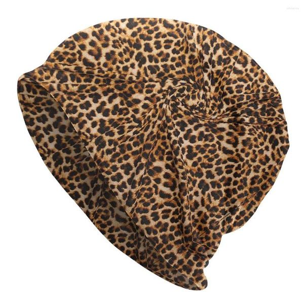 Berets Leopard Print Beanies Caps Männer Frauen Unisex Trend Winter Warme Strickmütze Erwachsene Tier Haut Motorhaube Hüte