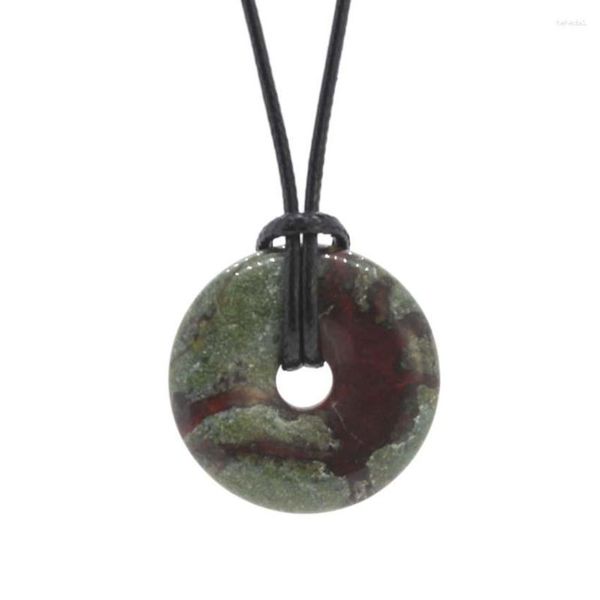 Подвесные ожерелья LL Современный стильный натуральный хрустальный камень аметист розовый Quaytz Rock Rhodonit Donut Form