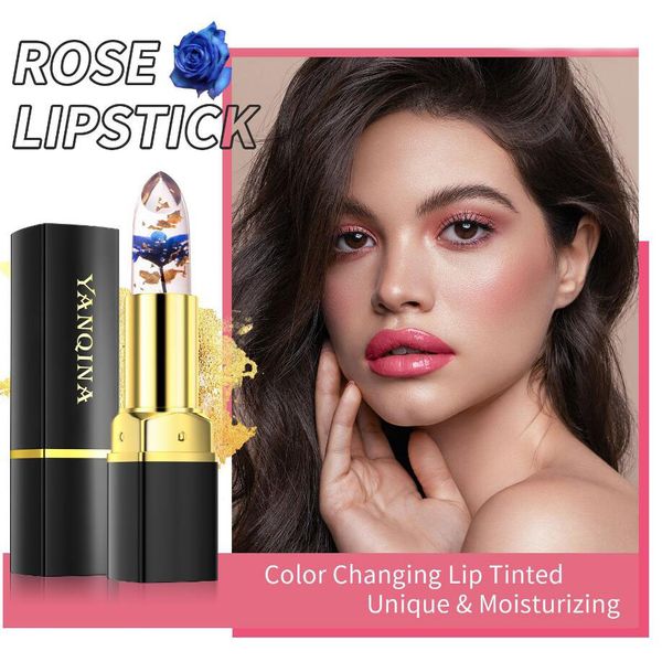 Magic Lipstick Changes Florett Jelly Lipstick Long Lasting 24 Hours Gold Foil Rossetto Cosmetici Trucco donna