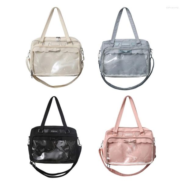 Akşam çantaları kız bowknot messenger çanta kadın şeffaf crossbody sevimli omuz genç Japon tarzı üst tutamak çanta