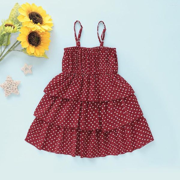 Mädchen Kleider 1-6 Jahre Kind Prinzessin Kleid Kleinkind Schöne Herzen Rüschen Hängenden Kuchen Rock Sommer Mode Kind Urlaub