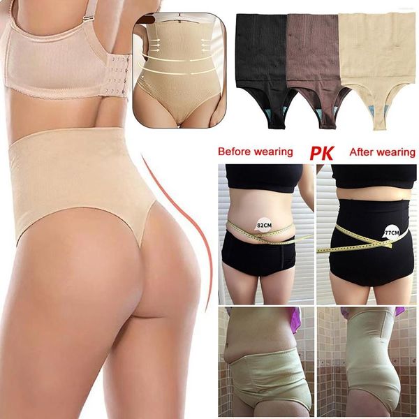 Damen Shapers Damen Einfarbiger Tanga mit hoher Taille, körperformende Bauchhose, freiliegendes Gesäß, PP-Gesäßkorsett, hintere Basis