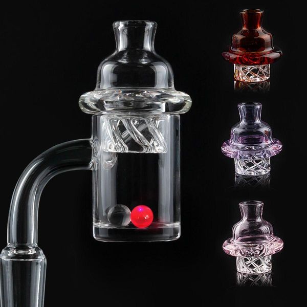 Kräutermühle 25 mm Quarz-Banger-Nagel mit drehbarer Vergaserkappe und Rubin-Terp-Perle weiblich männlich 10 mm 14 mm 18 mm für Dab Rig Bong Drop Del Dhzsf