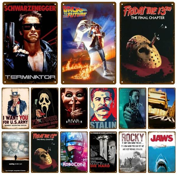 American Movie Metal Signs Vintage Movie Metal Poster Film Cinema Targa in metallo Decorazione per Man Cave Camera da letto Cinema Wall Home Decor Living Room Art Painting w01