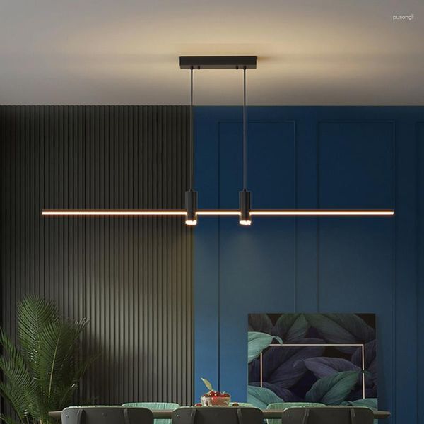 Подвесные лампы современные простые минималистские линии светильники столовая люстра кухонная бара дизайнер дизайнер