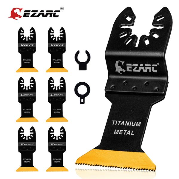 Zaagbladen Ezarc 6pcs Salınan Multitoole Bıçaklar Titanyum Evrensel Salınım Aracı Metal Ahşap Tırnaklar İçin Testere Bıçakları Vidalar Kesme