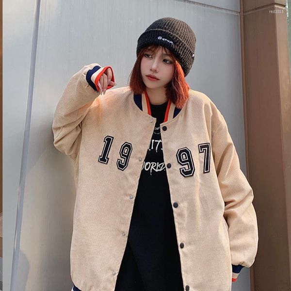 Giacche da donna Cappotto da uniforme da baseball da uomo American Vintage High Street Number Ricamo Giacca da coppia Autunno Cardigan allentato Top