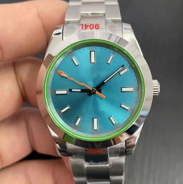 Relógios ST9 Relógio clássico Automático 2813 Movimento 39MM Vidro de safira Relógio de pulso masculino Pulseira de aço inoxidável Mostrador preto Relógios de pulso masculino Z-azul