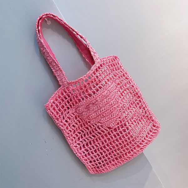Тотасы дизайнеры соломенная сумка ручной сумочки с твердым цветом хлопковая веревка женщин с одной плечой полой сетки Сумки для отдыха.