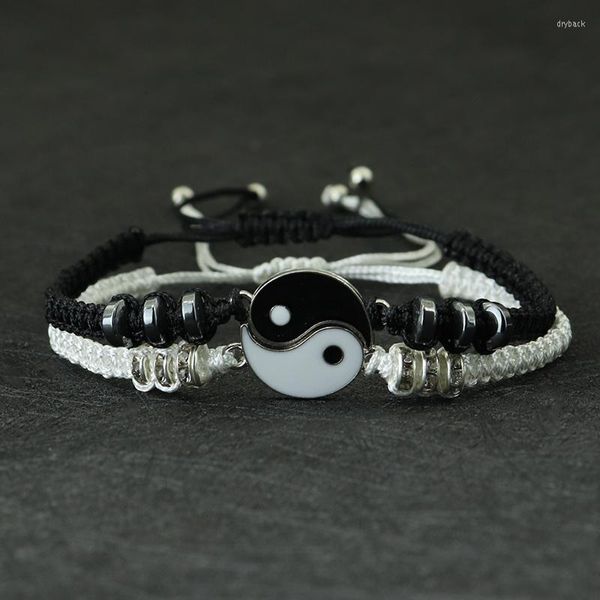 Strang Handgemacht 2 Stück/Set Yinyang Bagua Geflochtenes Armband Schwarz Weiß Farbe Distanzarmband Für Immer Liebhaber BFF Paar Schmuck