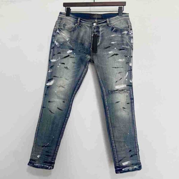 Herren-Jeans, Designer-Jeans, schmal, lässig, mit Reißverschluss, für Herren, Hose, Cashew-Blumen-Patch, Hüft-Denim-Hose, schwarze Cargohose