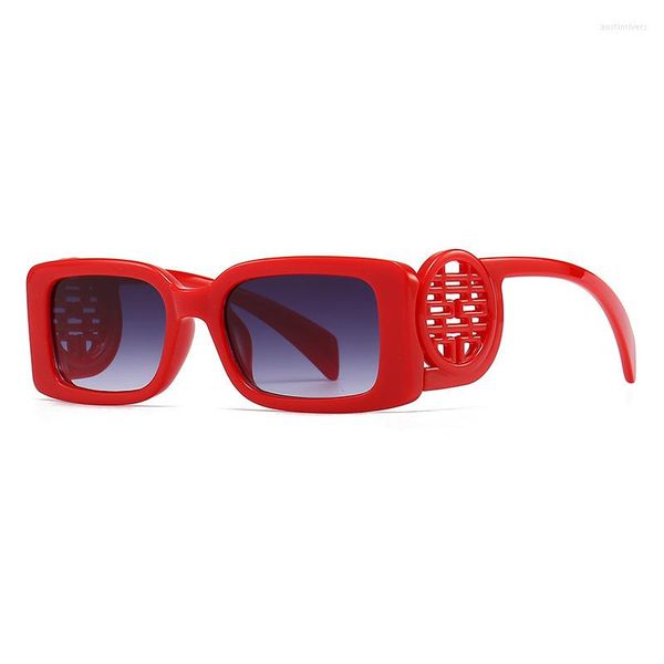 Sonnenbrille 2023 Mode Vintage Quadrat Kleine Frauen Männer Marke Designer Rote Sonnenbrille Weibliche Show Shades