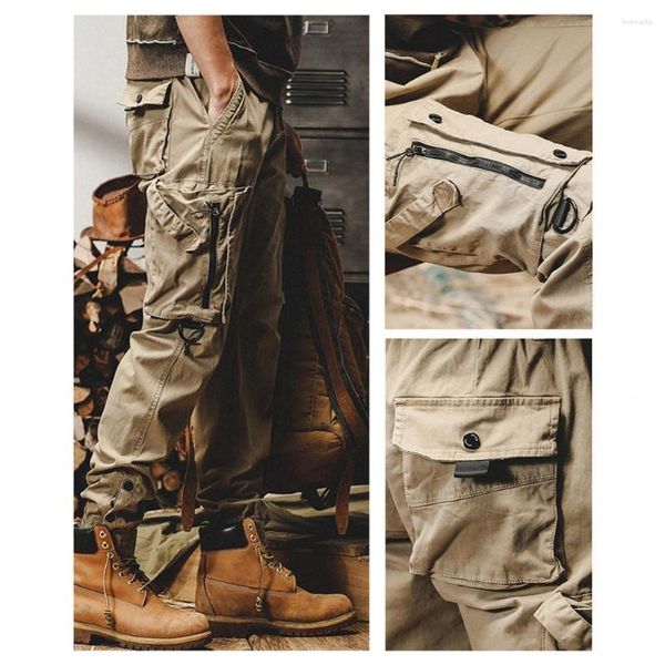 Herrenhose, vielseitige Cargo-Hose, elastischer Bund, mehrere Taschen, Hip-Hop-Stil, Hose mit schrumpfbaren Bündchen, lange Hose für den ganzen Tag