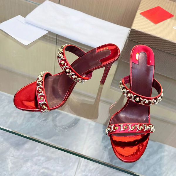Donanım matkap tokası dekoratif terlik slaytlar sandalet pompalar stiletto akşam ayakkabıları kadın lüks tasarımcı yüksek topuklu fabrika ayakkabıları kutu