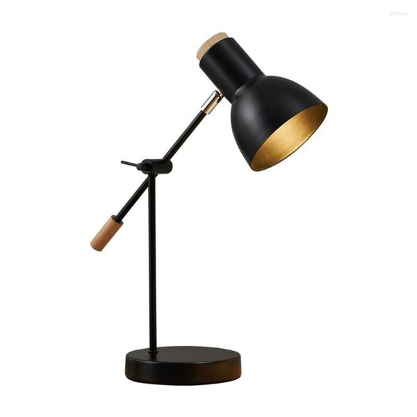 Tischlampen Moderne weiße / schwarze LED-Lampe Nachttisch Kinder Eisen Holz Schreibtisch Studie für Zuhause Beleuchtungskörper