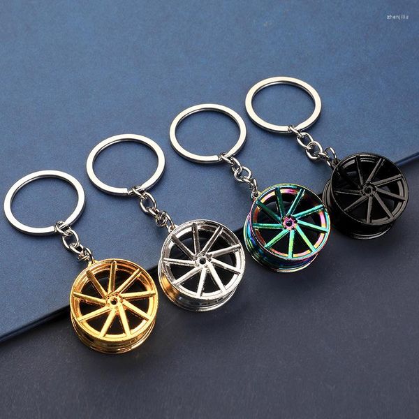 Chaveiros de liga de zinco de alta qualidade pingente de carro hub criativo chaveiros de metal artesanato ciclismo entusiasta homem ornamentos