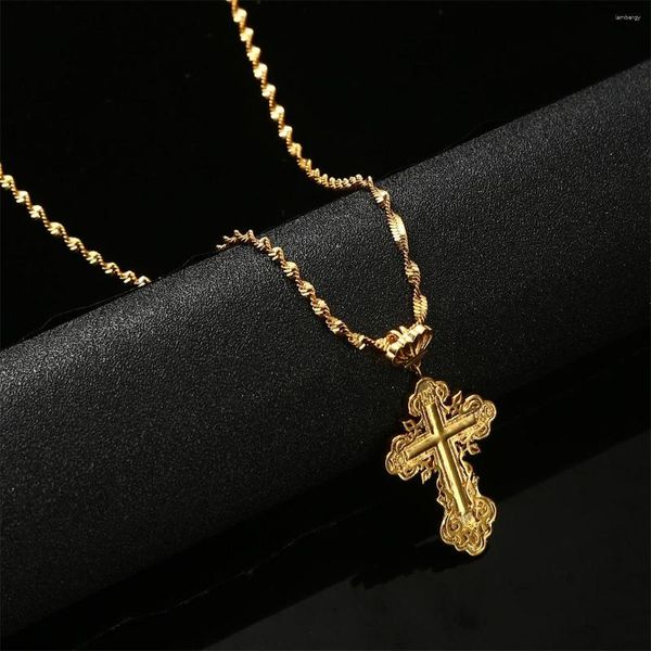 Collane con ciondolo Color oro Semplice Gesù Uomo Donna Collana con catena a croce