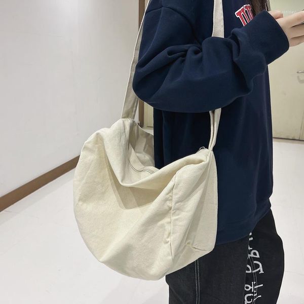 Borse da sera Canvas Textile Big Size Soft Slouchy Pouch Side Bag Streetwear Eco Ita Y2k Grunge 90s Fashion Fabric College Laptop Shoulder