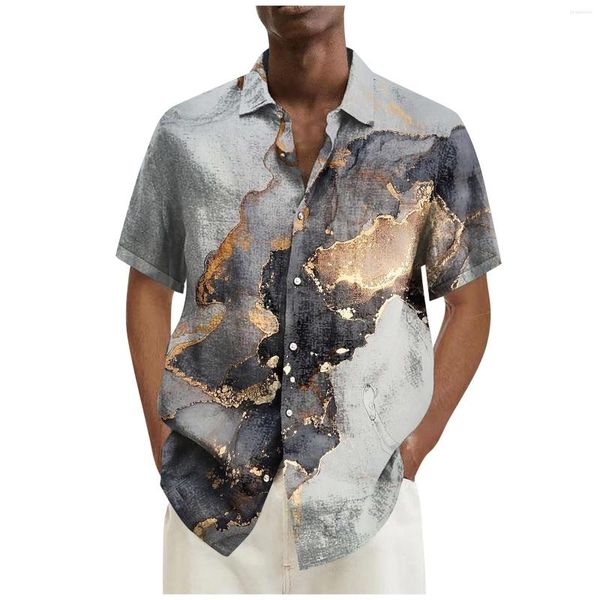 Camicie casual da uomo eleganti per uomo 2023 Summer Designer Camicia hawaiana Vintage Button Down Bowling manica corta Blusas Camisas