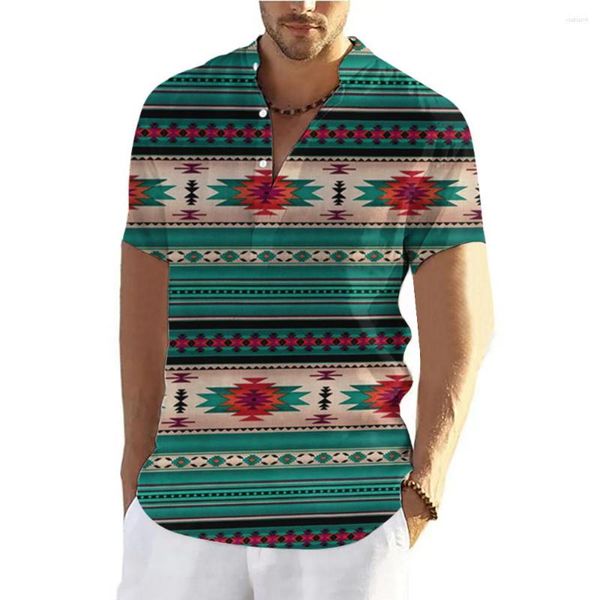 Camicie casual da uomo Camicia con bottoni Retro Totem 3d Stampato a maniche corte Moda di strada Trend Maschile Top Estate Allentato T-shirt oversize da uomo