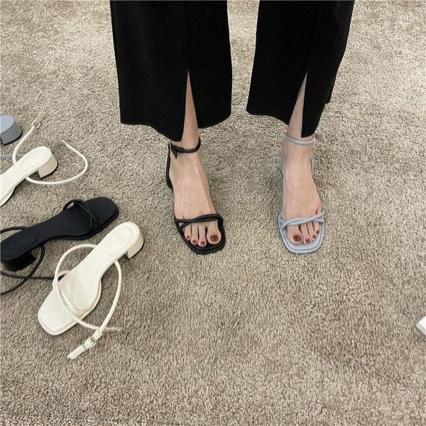 Kleid Schuhe Klar Heels Komfort Für Frauen Sandalen Riemen Kreuz-Schuhe Anzug Weibliche Beige 2023 Sommer Schnalle Offene Spitze schwarz High Fashion