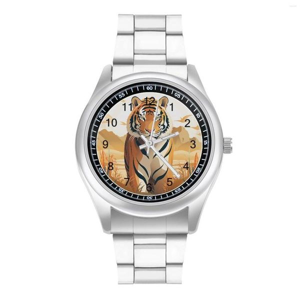 Orologi da polso Tiger Quartz Watch Vector Flat Animals Illustration Fitness Classy Wrist Steel Po Orologio da polso per coppia di buona qualità