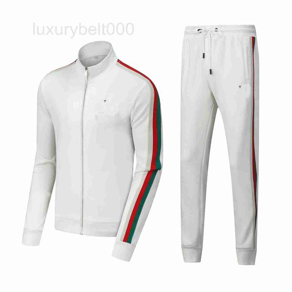 Tute da uomo Designer 2023 tuta sportiva da donna con cerniera manica della tuta con stampa di lettera classica Tuta sportiva a righe verde rossa Abiti streetwear bianco H7DM