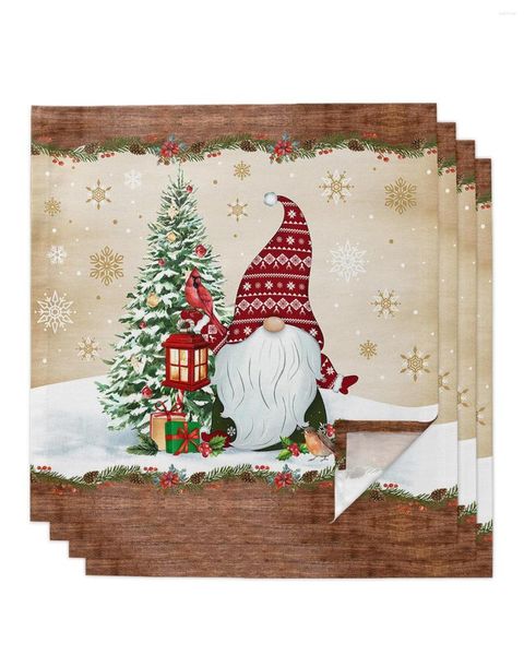 Tovagliolo Natale Gnomo Fiocco di neve Robin Berry Tovaglioli Set Festival Home Wedding Party Dinner Cloth