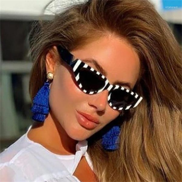 Sonnenbrille Muster Für Frauen Marke Designer Cat Eye Kleine Rahmen Männer Sonnenschirm UV400 Retro Gläser Mode Zubehör Oculos De