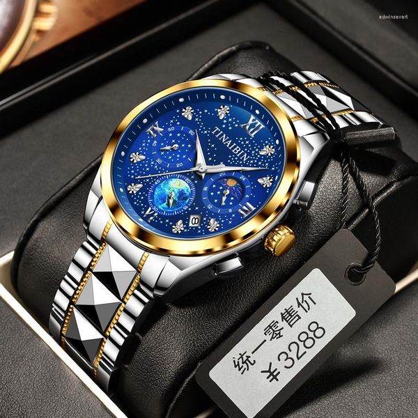 Orologi da polso Fashion Sky Blue Orologio da uomo in acciaio inossidabile per uomo al quarzo impermeabile Prodotto di vendita aziendale 2023