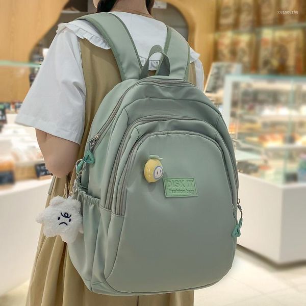 School Bags Girl Kawaii Green Laptop Backpack Trendy Women Cute Leisure SchoolBag Female Nylon Book Bag Fashion Ladies Travel College Packet