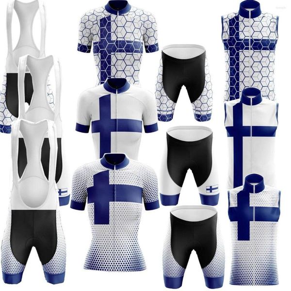 Racing Sets 2023 Damen Radfahren Kleidung Finnland Nationalmannschaft Jersey Set Rennrad Shirts Anzug Fahrrad Trägerhose MTB Ropa Maillot