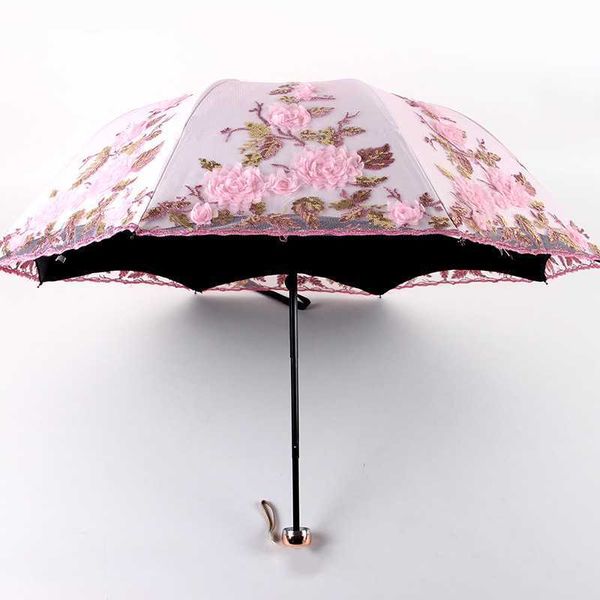 Guarda-chuvas rendas até flor guarda-chuva para as mulheres verão dobrável sol jardim uv guarda-chuva portátil senhora bela praia chuva engrenagem