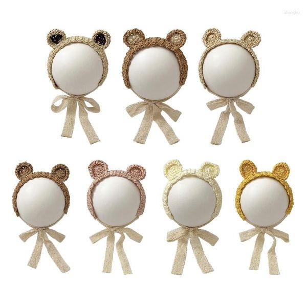 Acessórios de cabelo para bebês meninas Tiara de desenho de urso com design de orelha de palha Tendência