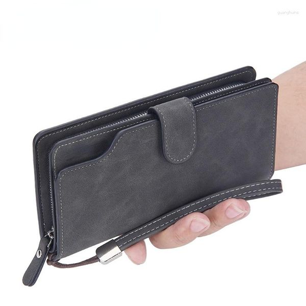 Portafogli 3 pieghe Business Phone Wallet Donna Uomo Borsa Moda PU Frizione in pelle Organizer da donna