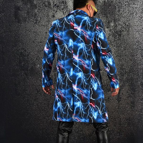 Мужские костюмы личности граффити напечатано длинные пиджаки для блейзер
