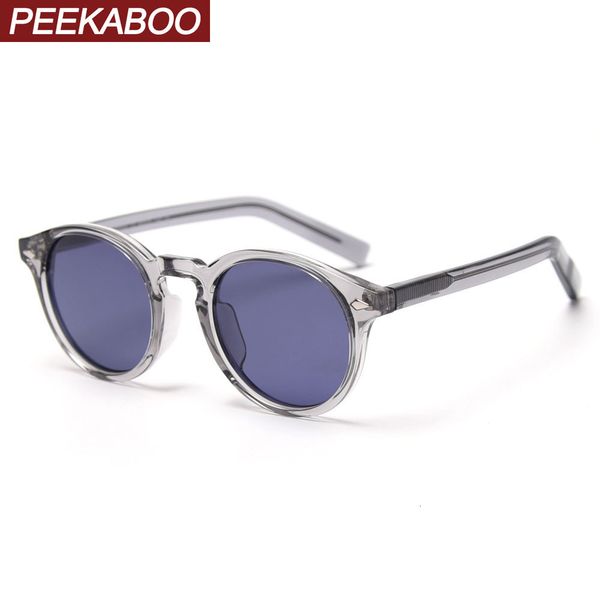 Lunettes de soleil Peekaboo tr90 lunettes à monture ronde pour femmes uv400 été transparent mâle soleil polarisé marron style coréen 230707