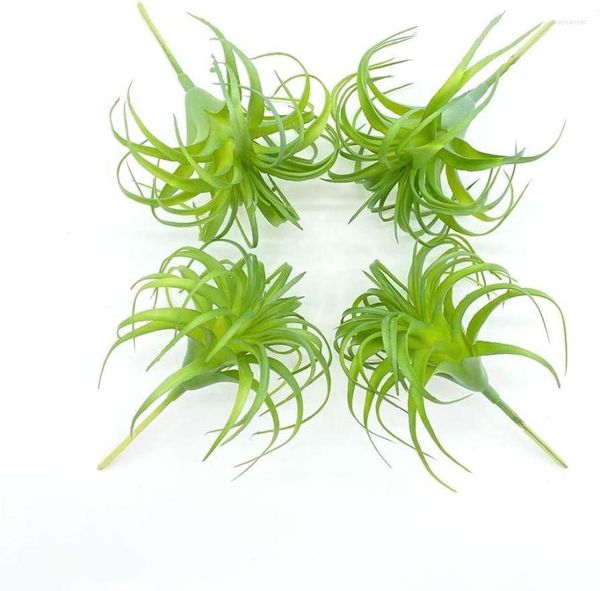 Fiori decorativi Confezione da 4 piante artificiali Finta erba aerea Tillandsia Bromelie per la decorazione domestica Terrario Progetto Verde