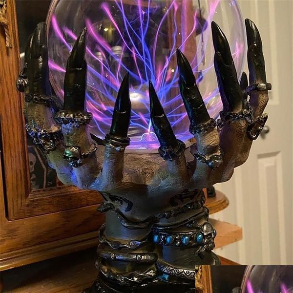 Oggetti decorativi Figurine Creative Incandescente Halloween Crystal Deluxe Magic Skl Finger Plasma Ball Spooky Home Decor 220614267J D Dh9Zp