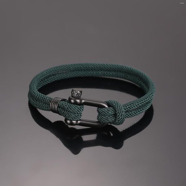 Charm Bracelets Summer Beach Layered Milan Rope Couple Bracelet For Men Vintage Black Steel Inoxidável Vachette Clasp Gift Him